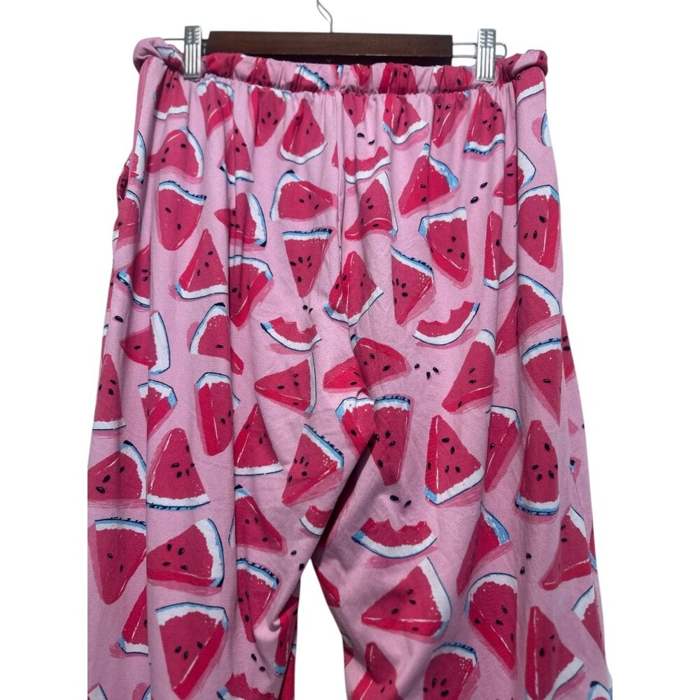 Munki Munki Watermelon Print Pajama Set Womens Large Pink Top & Wide Leg Capri - Picture 15 of 16